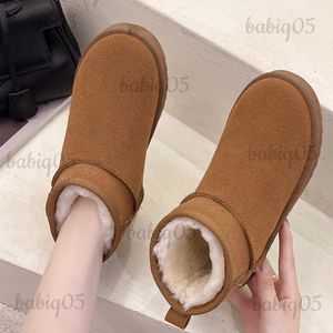 Bottes Litfun nouvelle neige femmes Mini hiver court fourrure coton imperméable laine naturelle botte fourrure doublée cheville chaude chaussure plate T231104