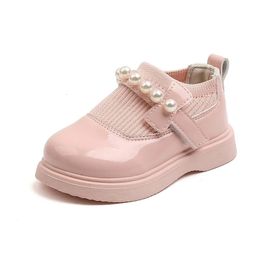 Botas Little Baby Girls Artificial PU Princess Zapatos Moda Pearl Punto Costura Slipon Flat para niños pequeños 231127