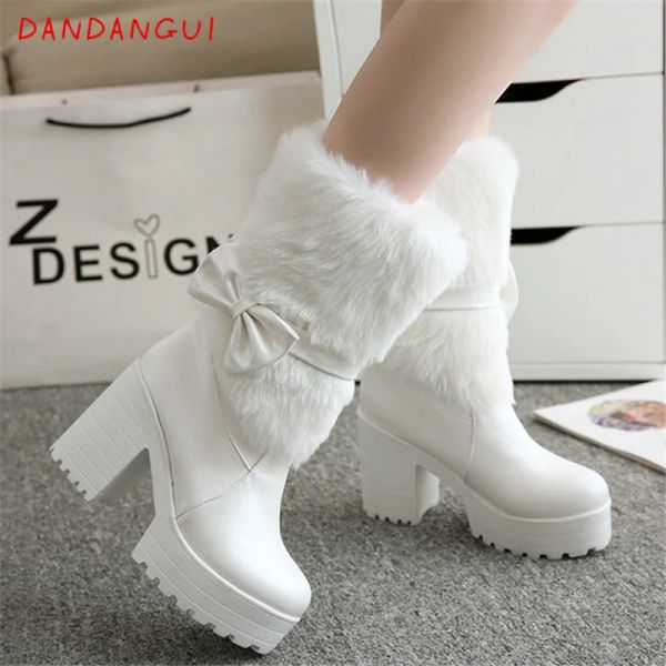 Bottes Lolita Belle filles fétichistes Furry Boots Maid robe Mary Jane Platform