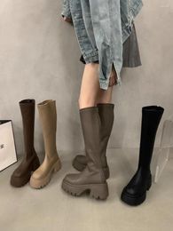 Botas Lolita Toe Round Winter Shoes For Women Tlogs Plataforma Zipper Sexy Thigh Tisos Altos Botas Women 2024 Caucho Autu