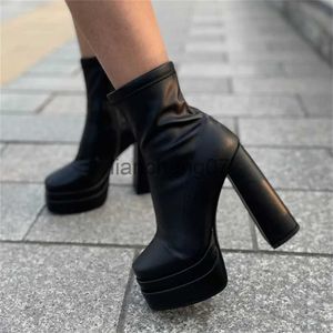 Bottes Bottes basses pour femmes 2022 Hiver Luxe Sexy Dames Marque Élégant Goth Élastique Double Plate-forme Plate-forme Talons Hauts Fermeture À Glissière Bottines x0928