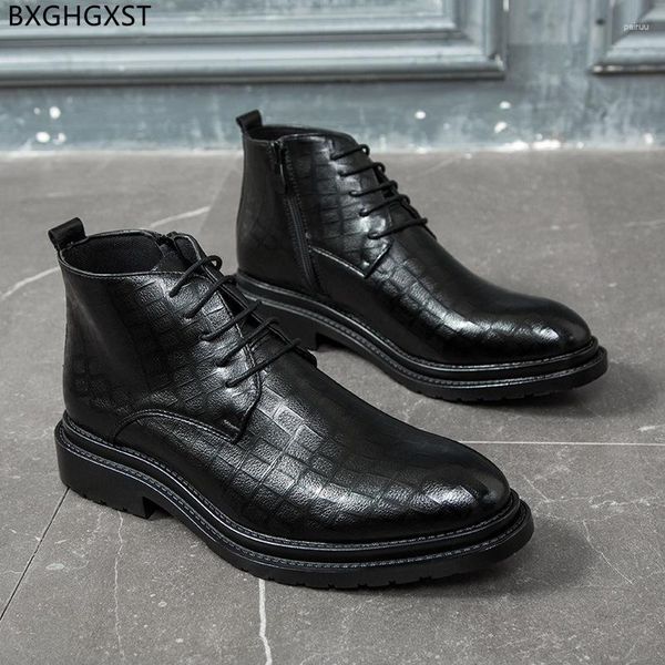 Botas de diseñador de lujo para hombre, zapatos de vestir, tobillo para hombre, marrón, para exteriores, moda para hombre, Stivali, negro, 2023