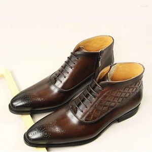 Bottes de luxe pour hommes, chaussures en cuir de vache véritable, pour un costume de Gentalman réussi, Design pur fait à la main, à la mode, de haute qualité