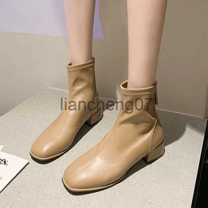 Botas de lujo más tamaño 2022 nuevas mujeres botas modernas botas chelsea tacón grueso moda espalda cremallera tacón cuadrado marca mujer zapatos damas x0928