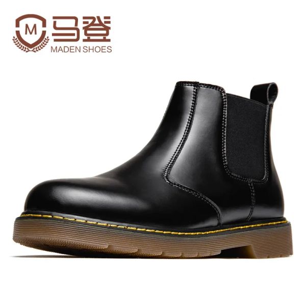 Botas Maden British Style Chelsea Bots para hombres Botas de cuero casual Zapatos de seguridad táctica Militares Diseñador de marca Vintage Zapatos