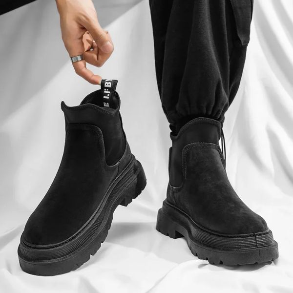Bottes Mâle de travail Hauteur de chaussures augmentées Western Oxfords Men d'hiver automne Chelsea Boots Ankle Snow Boot High Heels Dress Sneakers pour hommes