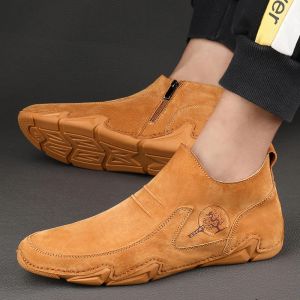 Bottes Man Automne Hiver Ankle Boots Male Robe en cuir en daim mâle