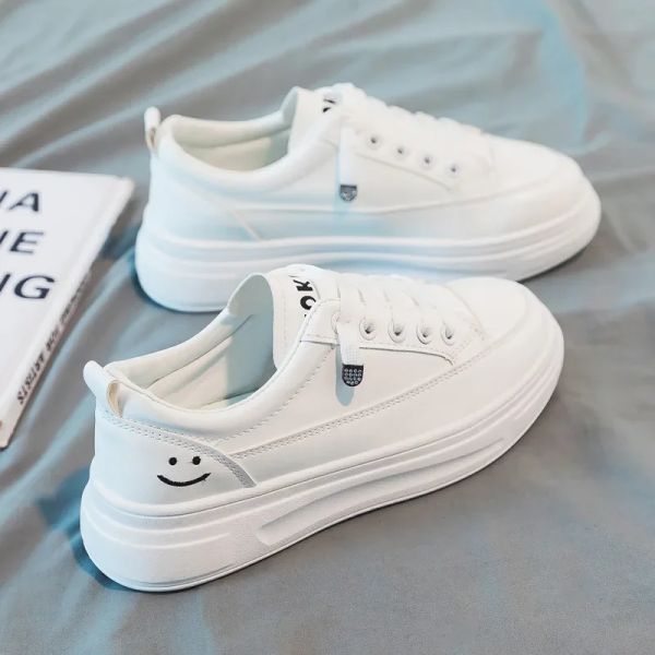 Botas Maogu Spring Platform Sport Sporters Mujeres Smiling White White White Cuero Casual Tenis zapatillas Summer Suprete 40