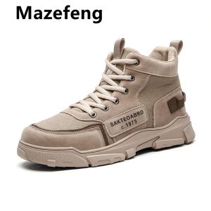 Laarzen mazefeng mannen tactische militaire leger laarzen ademend lederen gaas high top casual woestijn werkschoenen heren swat enkel gevecht laars