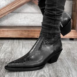 Boots Heren Black Leather Zipper Business Pointed Toe Handmade Men Ankle Botas de Trabajo Hombre