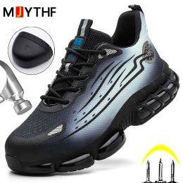 Boots Men Air Cushion Sport Safety Shoes Fashion Work Boots Boots Antipuncture Antipuncture Indestructible Chaussures Chaussures de protection légère