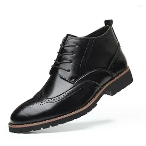 Bottes hommes cheville robe formelle chaussures en cuir Western Cowboy à lacets richelieu décontracté marron noir