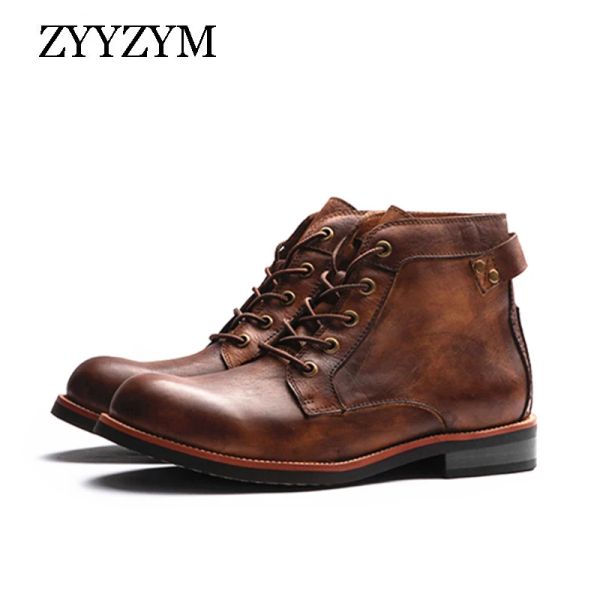 Botas Boots Botas American Casual Wear Men Chelsea Botas de cuero Estilo vintage Tobillo alto Tobillo para hombres Gran tamaño EUR3848