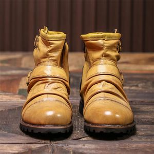 Boots hommes chaussures britanniques courtes mode décontractée classique Couleur solide Pu ing plied ceinture boucle côté zipper street extérieur quotidien 87