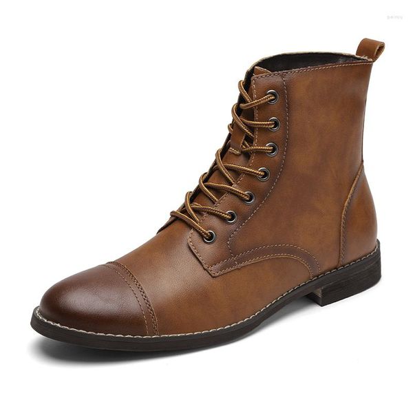 Bottes hommes affaires chaussures en cuir Britsh Vintage automne hiver Design Plus velours chaud hommes cheville Zapatos Hombre