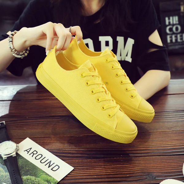 Boots Men Canvas Zapatos Mango Amarillo Bright Yellow Fashion Sneakers Lace Up 3944 Blancos zapatos casuales combinan con buena calidad cabeza redonda