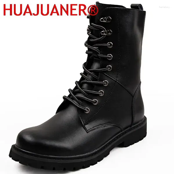 Boots Men Men décontracté en cuir naturel High Top Motorcycle Plateforme de mode Chaussures Qualité Loisure Walk Cowboy Botas