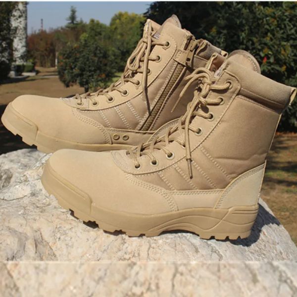 Botas hombres desierto botas militares tácticas para hombres zapatos de senderismo swat bota militares táctica Zapatos botones de combate de tobillo