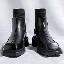 Boots Men Fashion Brand Designer Square Toe Toe Punk Nightclub Dress Cowboy Original Ankle Botas D2H1 38B0E