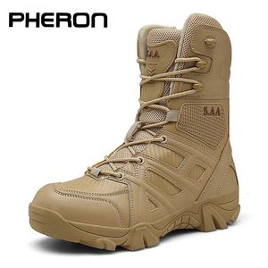 Laarzen Heren Hoge Kwaliteit Merk Militaire Lederen Laarzen Speciale Force Tactische Desert Combat Heren Laarzen Outdoor Schoenen Enkellaarsjes Zapatos 231213