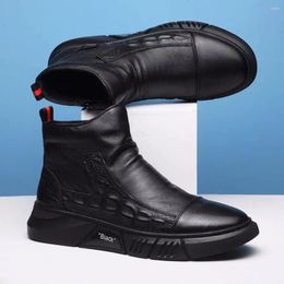 Bottes hommes chaussures hautes 464 à semelles épaisses rétro sauvage décontracté vêtements de travail mode antidérapant bas talons plats Au