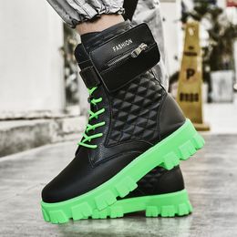 Laarzen heren hightop dikke dikke motorfiets mode casual schoenen herfst enkel retro pocket hoge kwaliteit toegenomen 230811