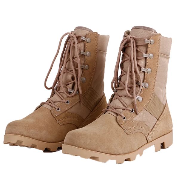 Bottes hommes en cuir lacet combat tactical désert de sécurité chaussures hommes extérieur camping randonnée d'entraînement camouflage bottes militaires respirantes