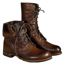 Bottes hommes en cuir grande taille bottes De chevalier homme à lacets cheville Brithsh moto pour Zapatos De Hombre 230831