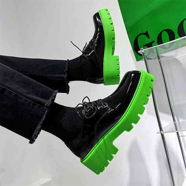 Botas hombres zapatos de cuero masculino punta cuadrada con cordones plataforma pisos ropa de negocios boda formal 220903