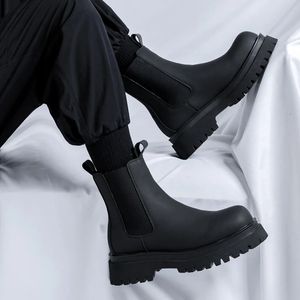 Bottes hommes luxe mode haute moto bottes noir élégant plate-forme chaussures cowboy original botte en cuir beau y chelsea botas 231204