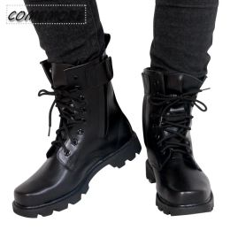 Boots Men Boots Military Chaussures de sécurité en cuir pour hommes Spring / Automne Fashion Lace Up Black Ankle Plateforme Motorcycle Both Boots Balck