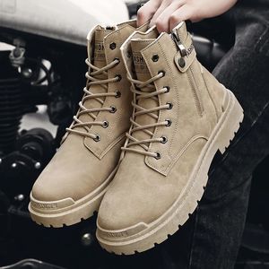 Bottes hommes moto automne et hiver noir mode vêtements de travail chaussures personnalisé tendance britannique tactique à manches courtes 231108