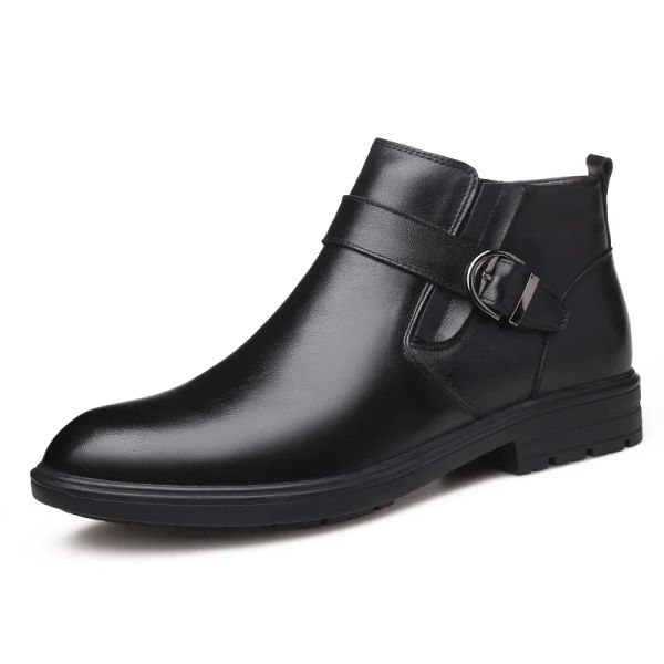Boots Men's 2021 Autumn Nuevas botas de cuero Invierno Moda para hombres Botas Botas de nieve para hombres de negocios Botas de trabajo para hombres