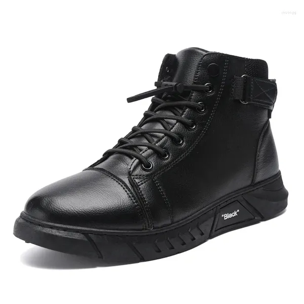 Botas para hombre 2024 motocicleta hombre estilo británico pu material zapatos moda al aire libre cómodo impermeable hombres