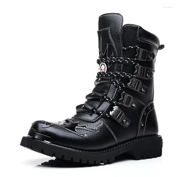 Bottes de moto britannique pour hommes 2023 High-Top Combat Outillage militaire Riding Zapatos Boot 39-46