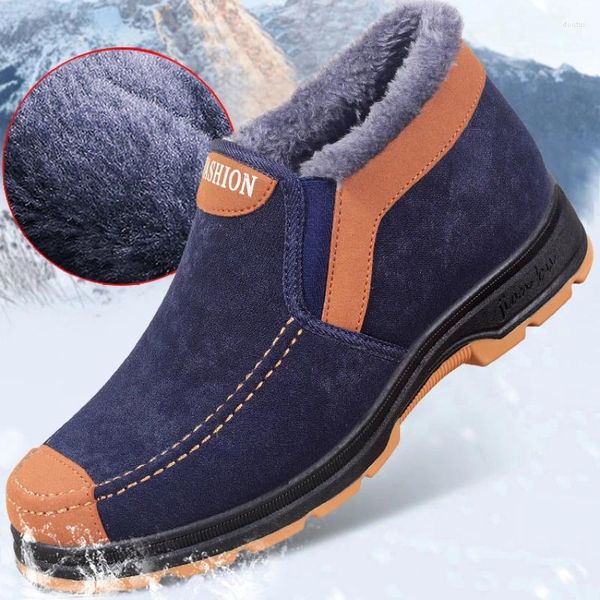 Bottes hommes coton chaussures hiver mode sans lacet neige confortable peluche chaud cheville Botas extérieur baskets Zapatos Hombre