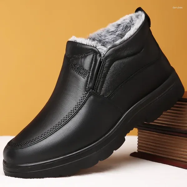 Bottes hommes personnes âgées coton chaussures comme cadeau papa hiver peluche chaud 2024 Type antidérapant imperméable travail en plein air décontracté