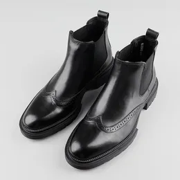 Bottes Style de vêtements de travail gravé en cuir à manches haut de gamme pour hommes