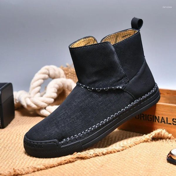 Bottes en cuir imperméables pour hommes, chaussures décontractées de travail quotidien pour hommes