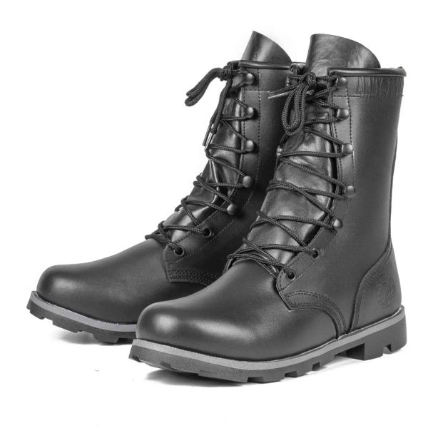 Botas Botas militares para hombres Calidad Fuerzas especiales Tácticas Tácticas Black Full Leaher Botas U.S. Ejército de trabajo Botas de cuero de cuero