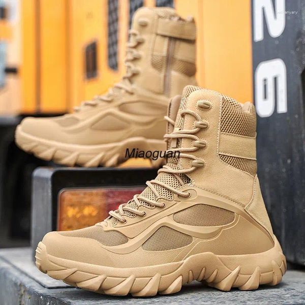 Boots Men's Military Tactical Men 2024 Top Quality Travail Shoes de sécurité Lightweigh Outdoor Combat MOTOCYLY MALE NON SLIP