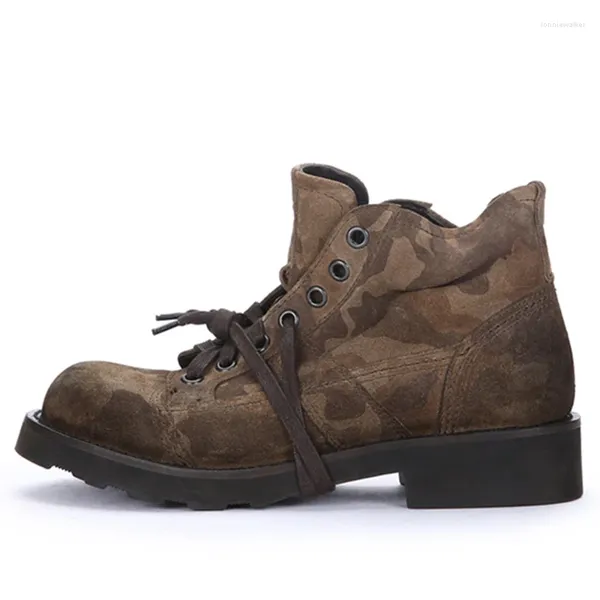 Bottes en cuir suédé pour hommes, chaussures West Retro Bots Camouflage Army 16#21/10e50