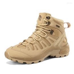 Botas Hombres Táctico Ejército Tobillo Conjunto Zapatos de senderismo Desierto militar Seguridad de trabajo impermeable Tamaño grande al aire libre