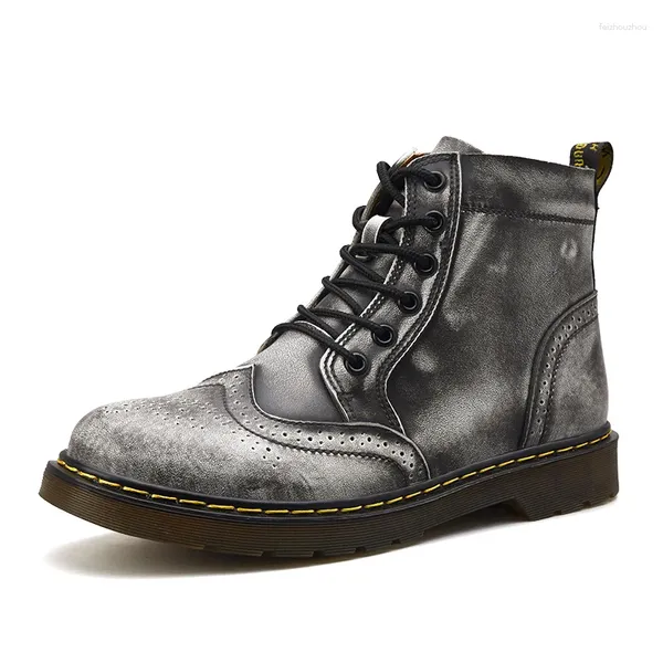 Botas Marea para hombre Estilo británico Botines retro Herramientas superiores Nieve Versión coreana de Joker Zapatos altos