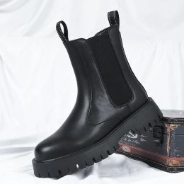 Bottes Chaussures d'outillage pour hommes Chelsea Boots Shoe de motard décontracté en cuir pour hommes anti-vêtements
