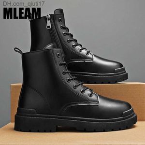 Bottes hommes tendance bottes chaussures de sport de mode en plein air haut de gamme moto punk chaussures hommes décontracté en cuir PU style de rue nouveaux hommes bottines Z230803
