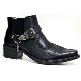 laarzen heren vintage cowboy laarzen lederen gesp punk enkel laarzen puntige teen motorfiets laarzen buty do kostki sepatu pria m812