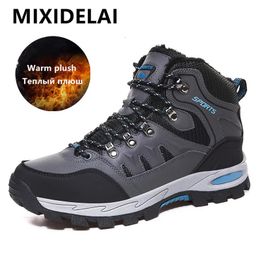 Laarzen heren winterlaarzen warme pluche pluche heren sneeuwschoenen hoogwaardige lederen waterdichte mannen sneakers outdoor mannen wandel laarzen werkschoenen 231214