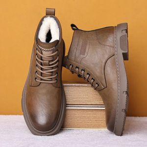 Bottes Bottes de travail pour hommes pour l'hiver Designer chaud laine bottes de neige mâle mode décontracté couleur unie plate-forme coton chaussures homme 231108