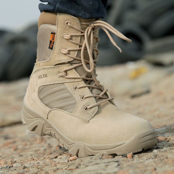 Bottes Chaussures de travail pour hommes en cuir véritable imperméable à lacets botte tactique mode moto hommes Combat cheville armée militaire 230826